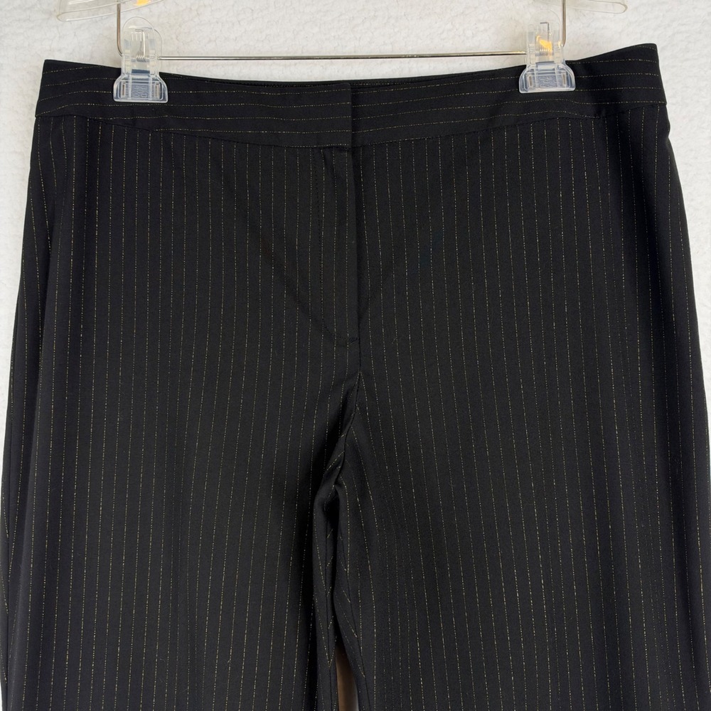 Jones New York Collection Black Gold Metallic Pinstripe Stretch Pants Size 14